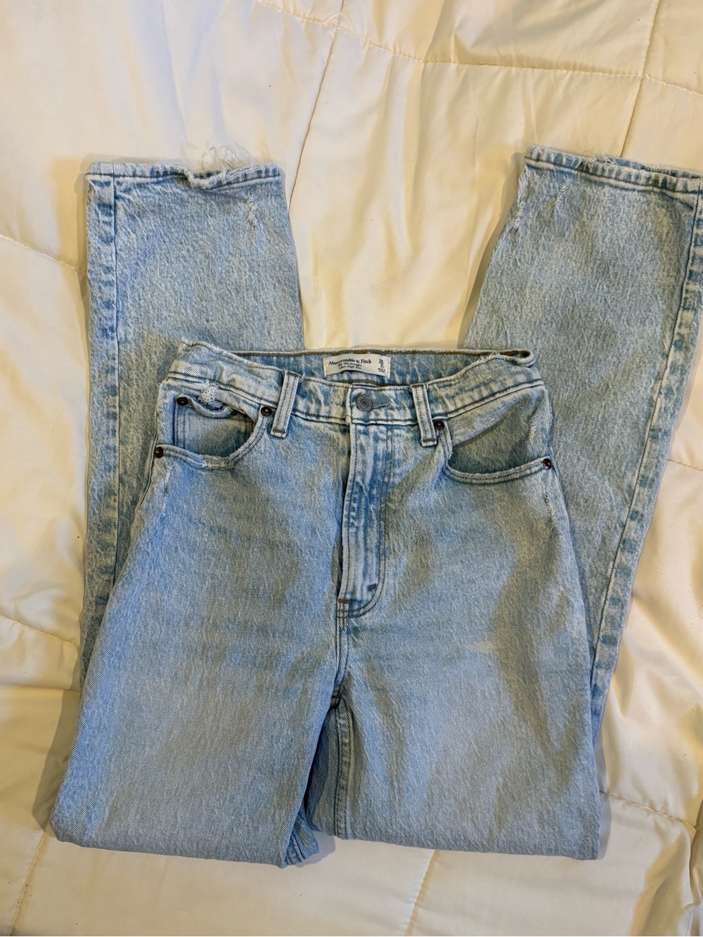 Abercrombie & Fitch Light Blue High-Rise Straight-Leg Jeans